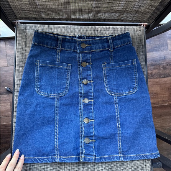 Denim Button-Front Skirt - Picture 1 of 2